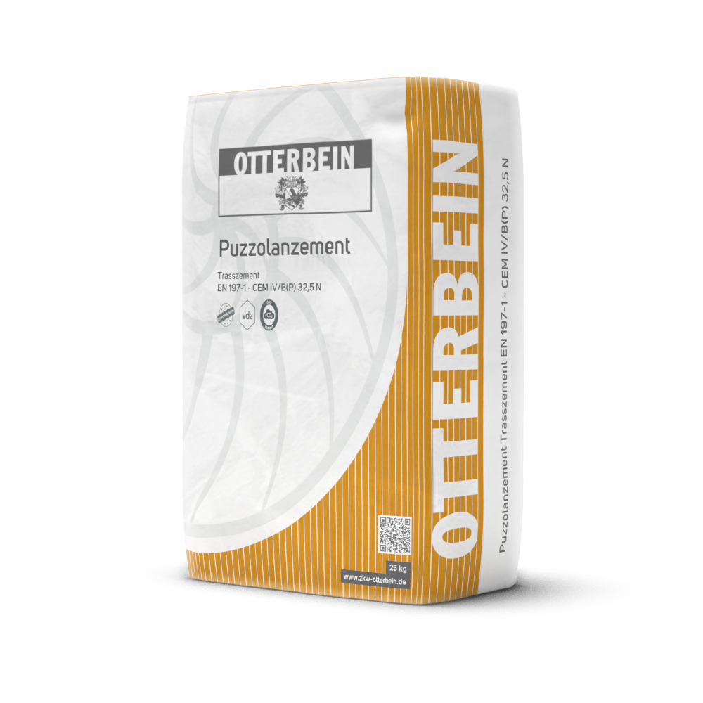Portlandpuzzolanzement CEM IV-B-P-32,5 N, trasshaltig, für widerstandsfähige Betone, OTTERBEIN, vermeidet Kalkausblühungen